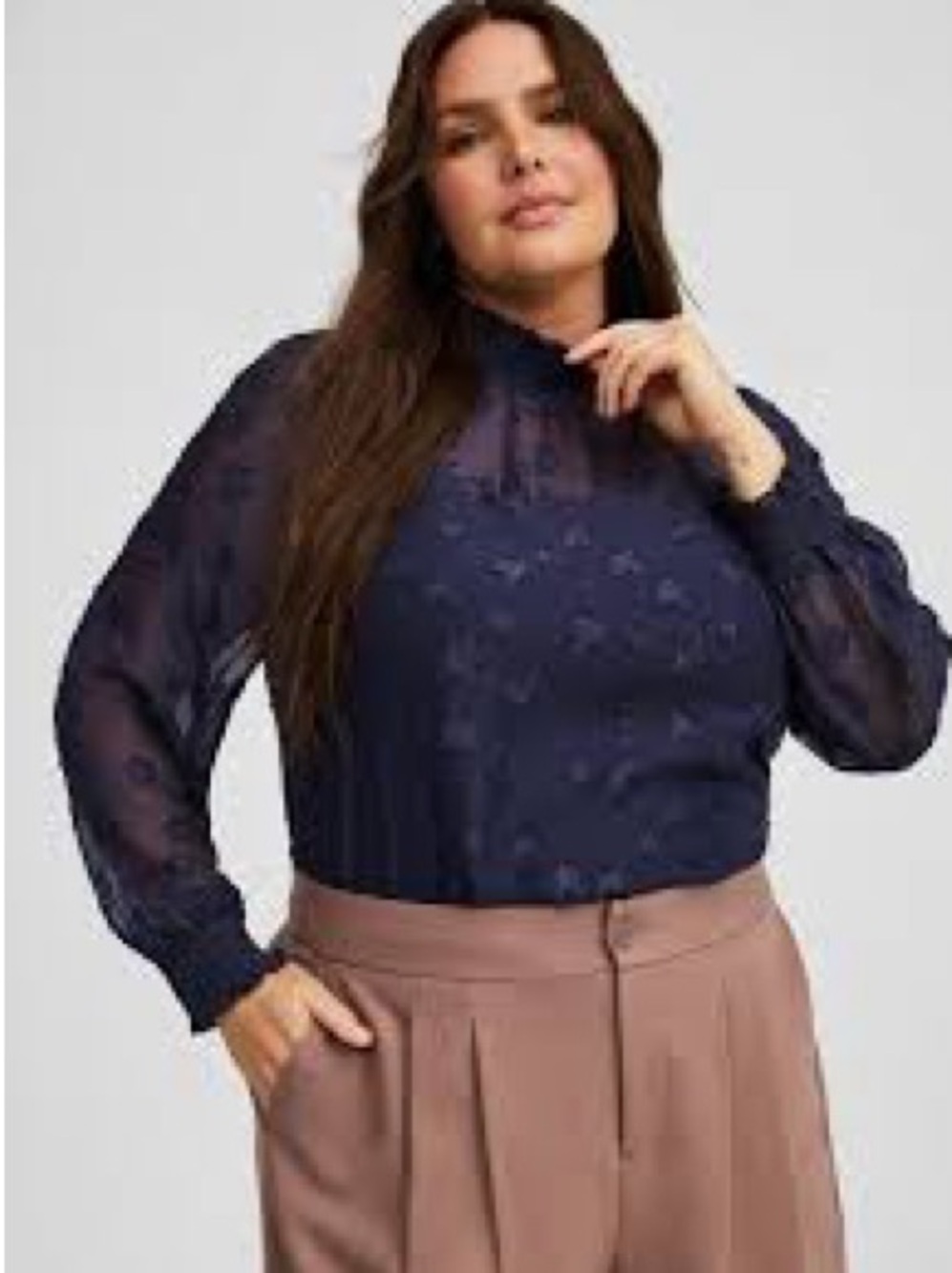 Torrid Mock Neck Long Sleeve Blouse